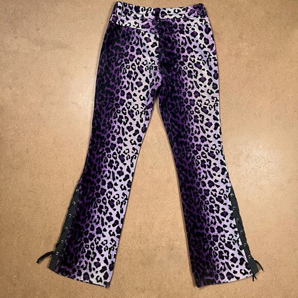 Vintage Lip Service Freaks in Fur Purple Leopard Print Pants Y2K Mall Goth Faux - Picture 5 of 16